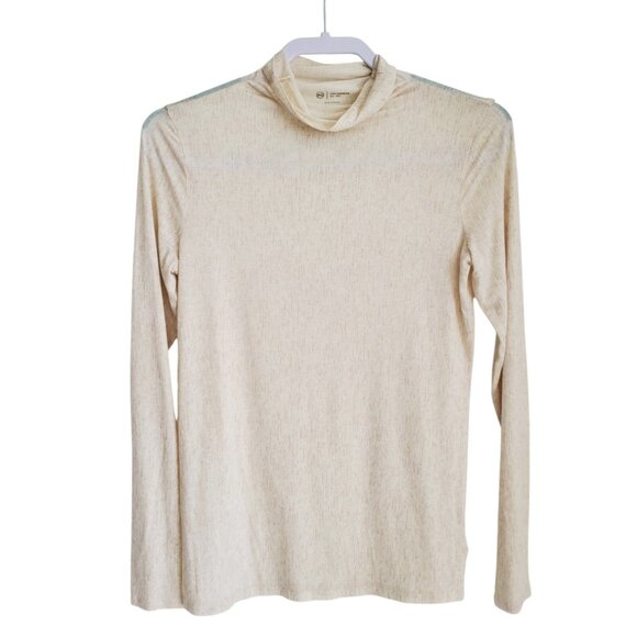 AG Adriano Goldschmied Tissue Thin Lyocell Spandex Turtleneck Long sleeve Top M - Picture 1 of 15